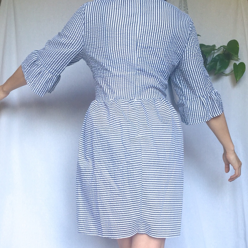Vintage Babydoll Seersucker Dress blue white XL - Picture 2 of 5